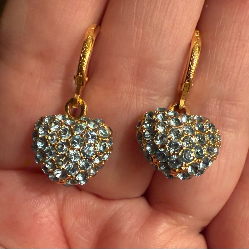 Joan Rivers Blue Crystal Heart Dangle Earrings – Pierced